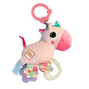 Bright Starts Baby Unicorn Plush Toy With Teething Rings & Clip-On 11"